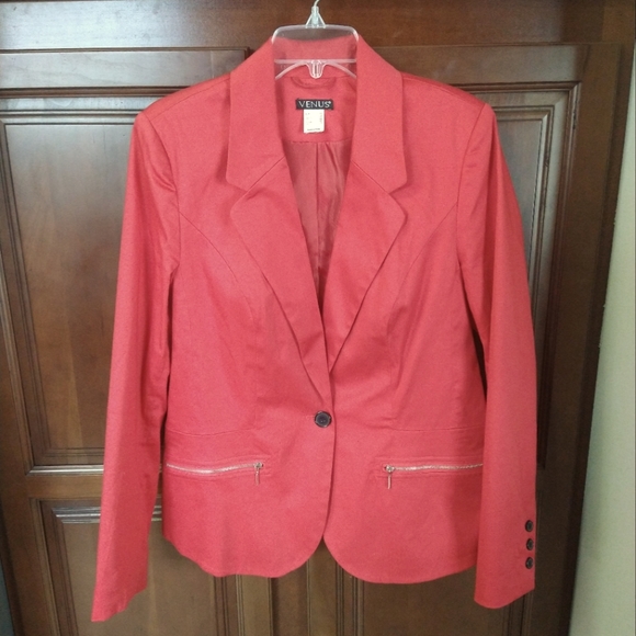 VENUS Jackets & Coats Venus Red Cotton Blazer 2 Poshmark